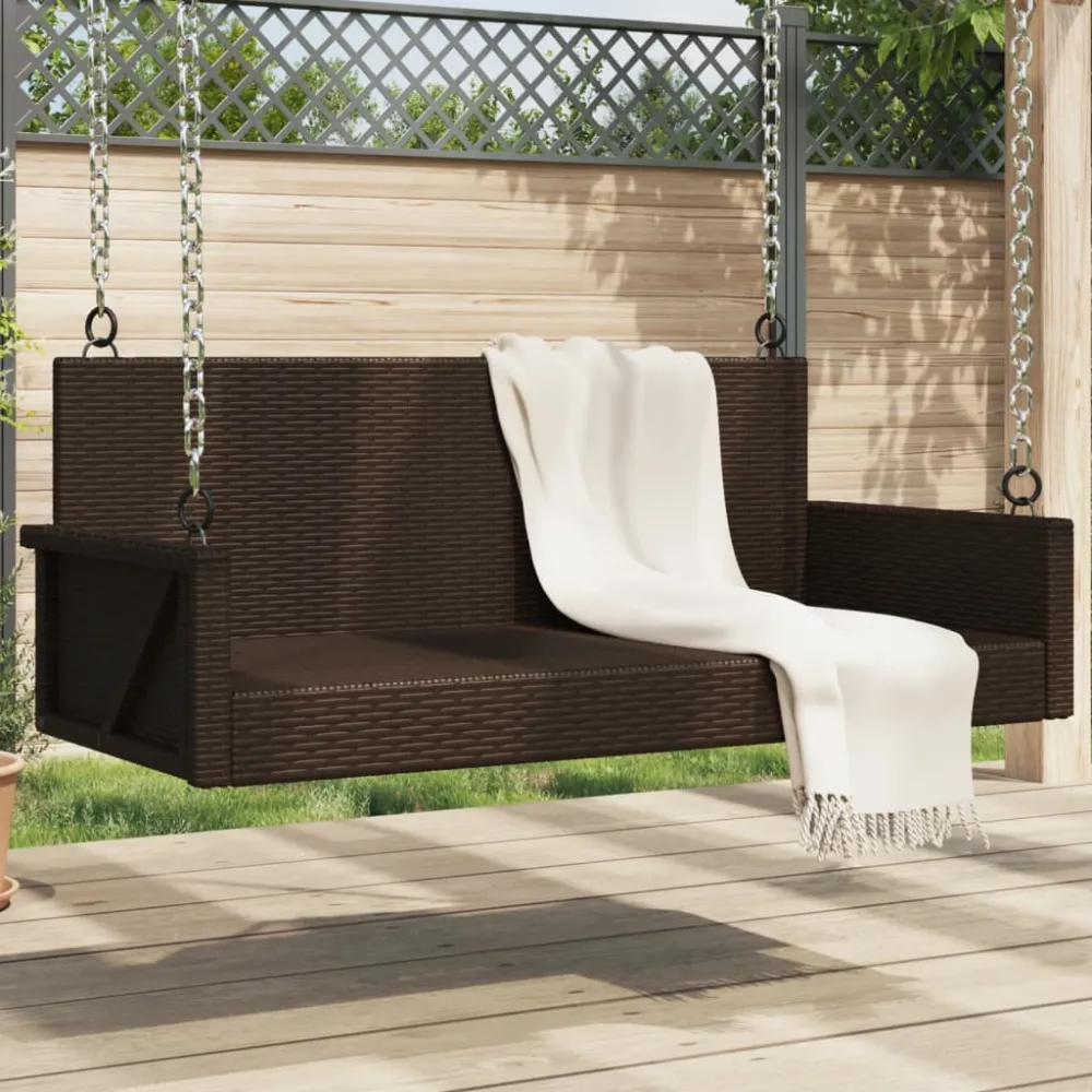Schommelbank 119x56x48 cm poly rattan bruin vidaXL