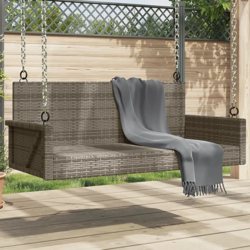 Schommelbank 119x56x48 cm poly rattan grijs vidaXL