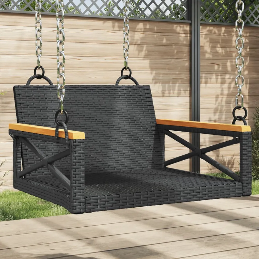Schommelbank 63x62x40 cm poly rattan zwart vidaXL