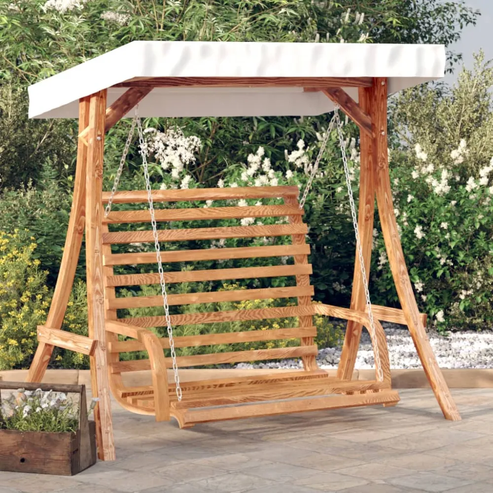 Schommelbank met luifel vurenhout met teak afwerking vidaXL