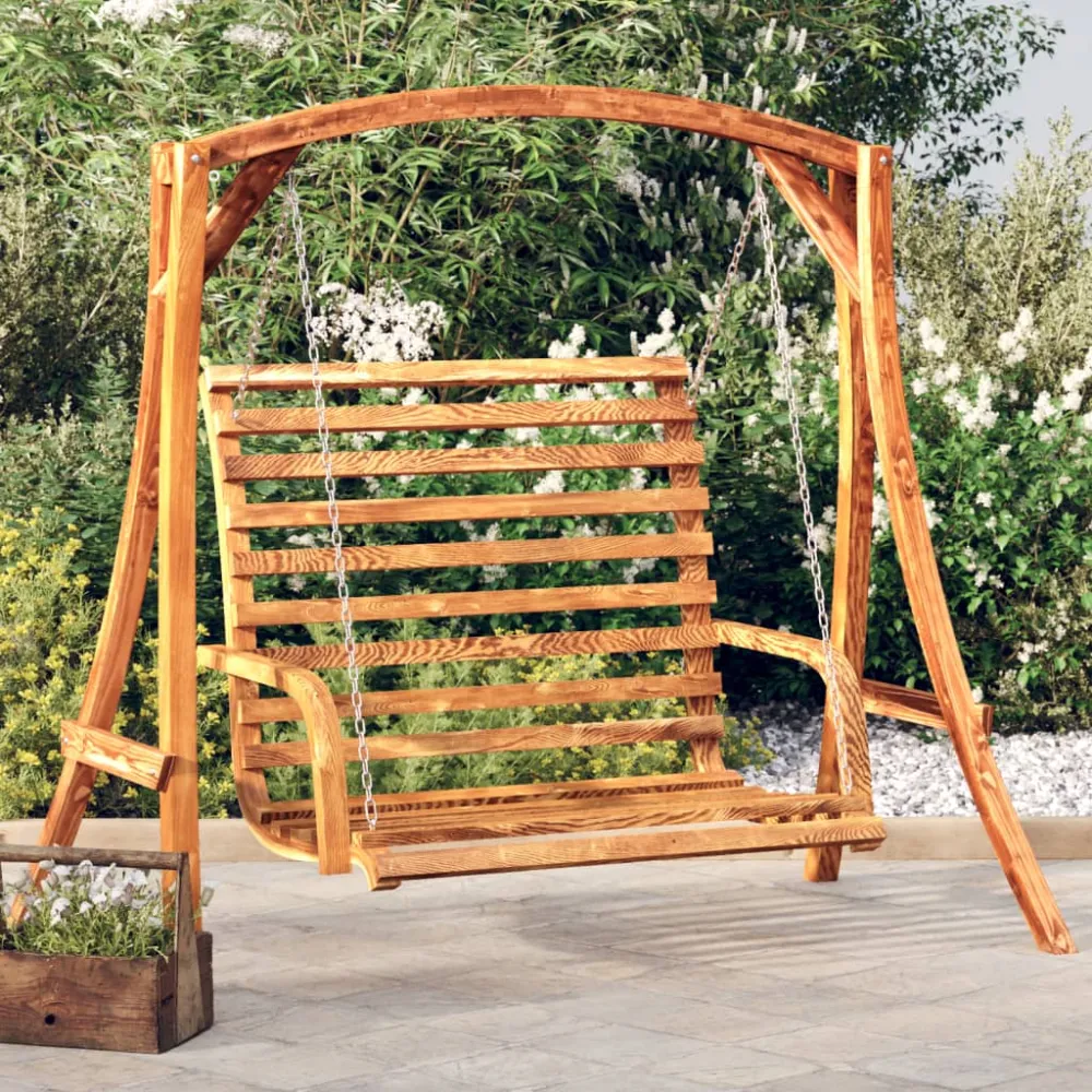 Schommelbank vurenhout met teak afwerking vidaXL
