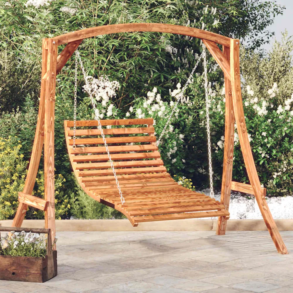 Schommelbed vurenhout met teak afwerking vidaXL