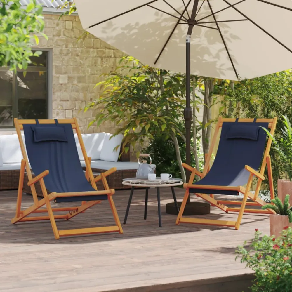Strandstoelen 2 st inklapbaar stof blauw vidaXL