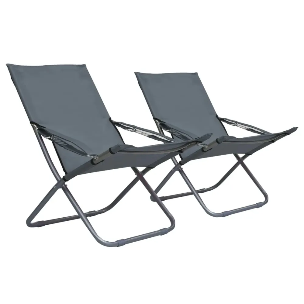 Strandstoelen 2 st inklapbaar stof grijs vidaXL