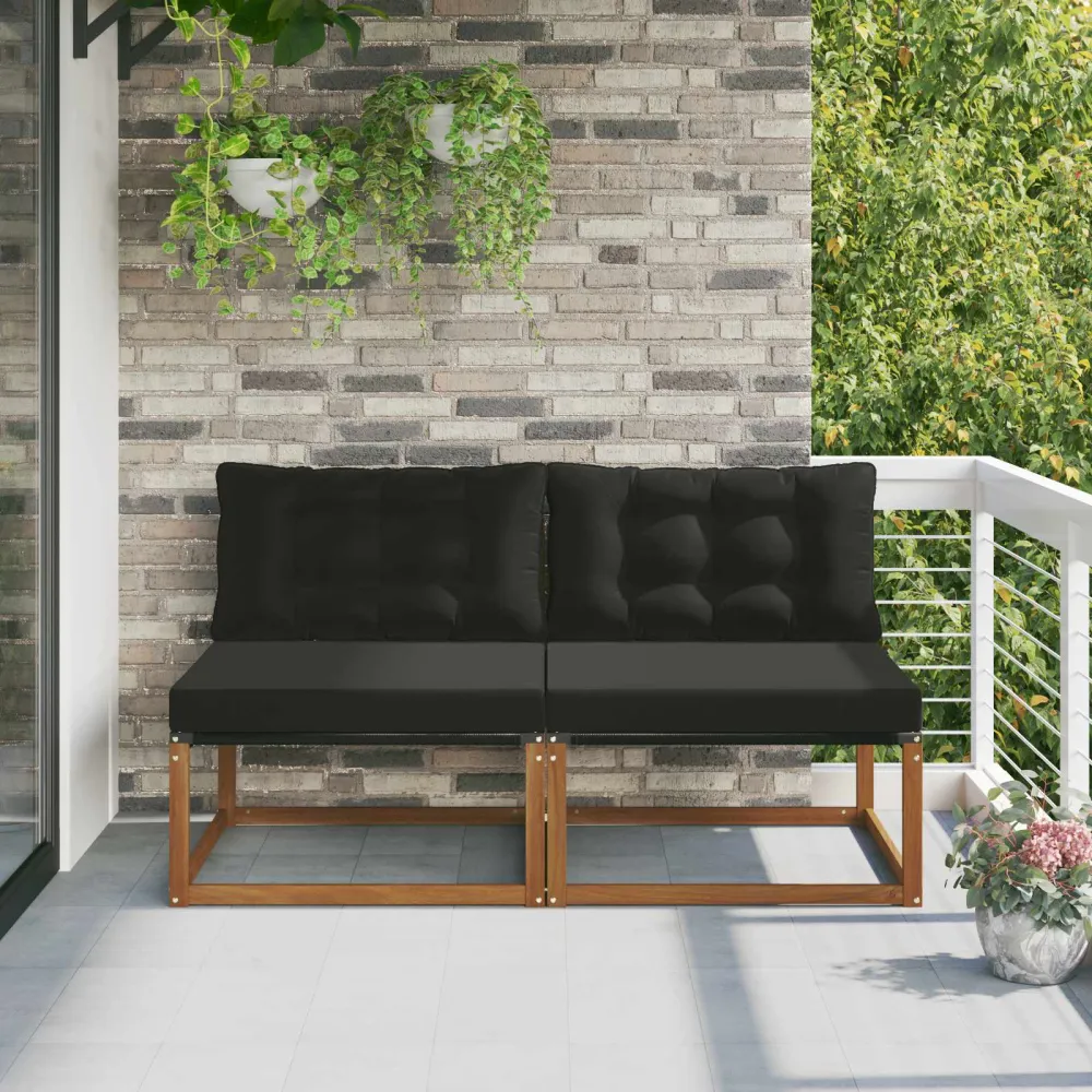 2 Stuk Buiten Midden Sofa Massief Acaciahout en Textilene vidaXL