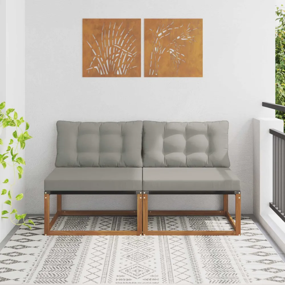 2 Stuk Buiten Midden Sofa Massief Acaciahout en Textilene vidaXL