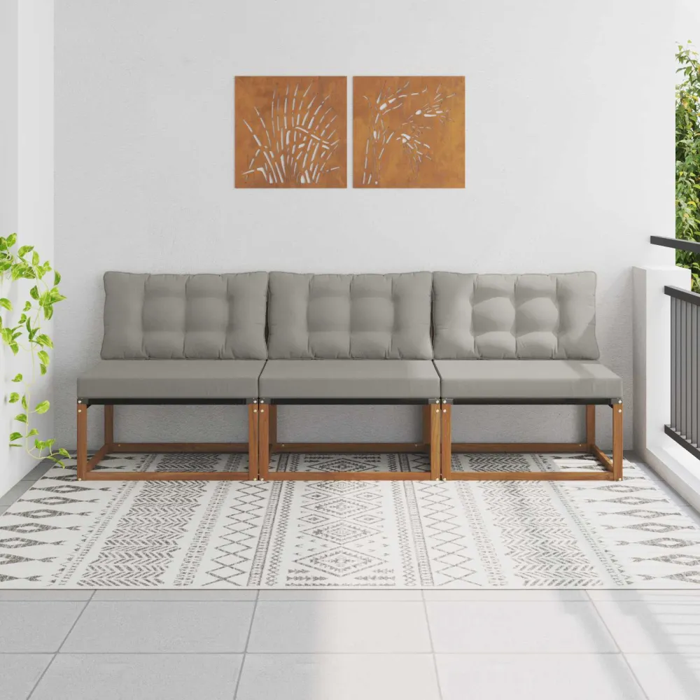 3 Stuk Buiten Midden Sofa Massief Acaciahout en Textilene vidaXL