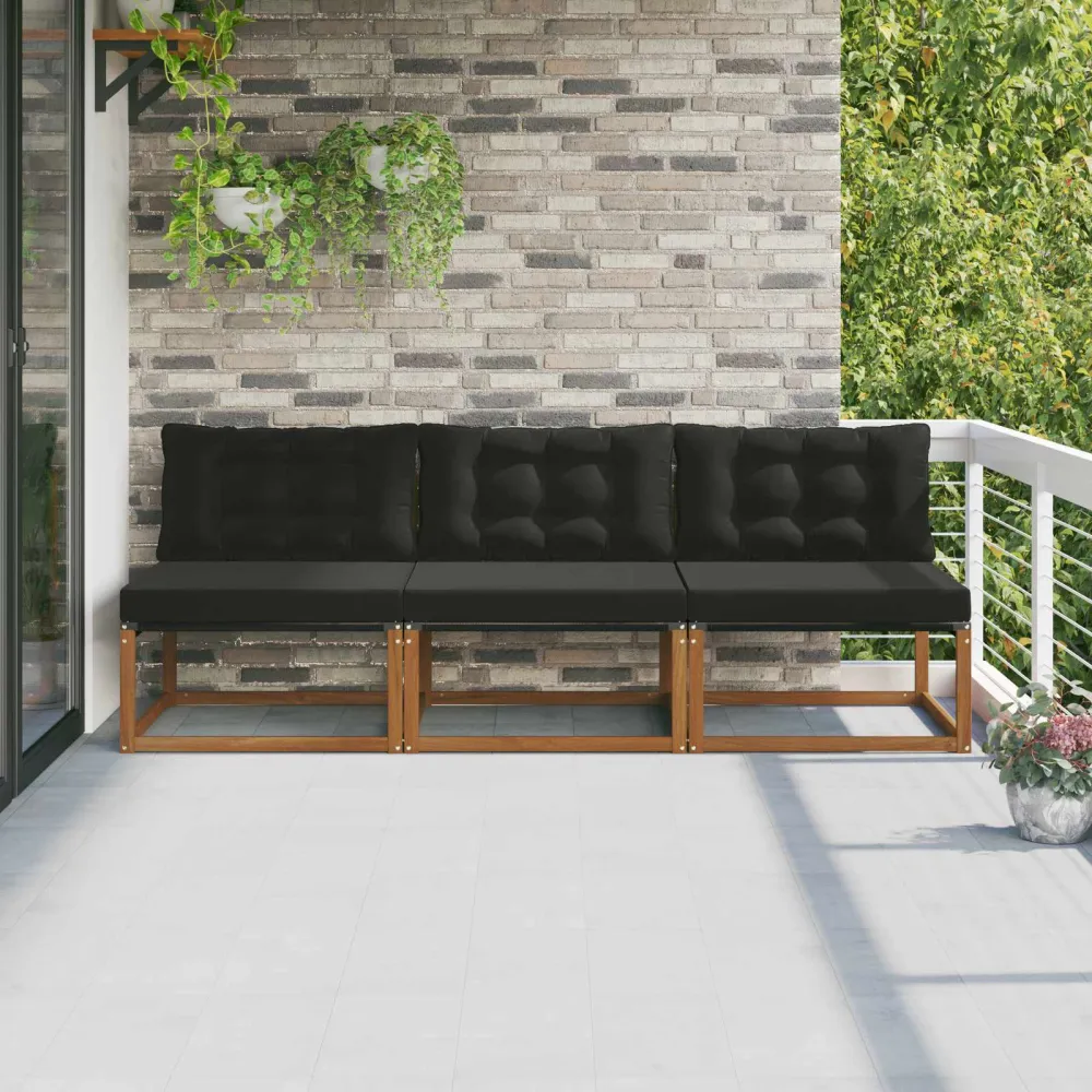 3 Stuk Buiten Midden Sofa Massief Acaciahout en Textilene vidaXL