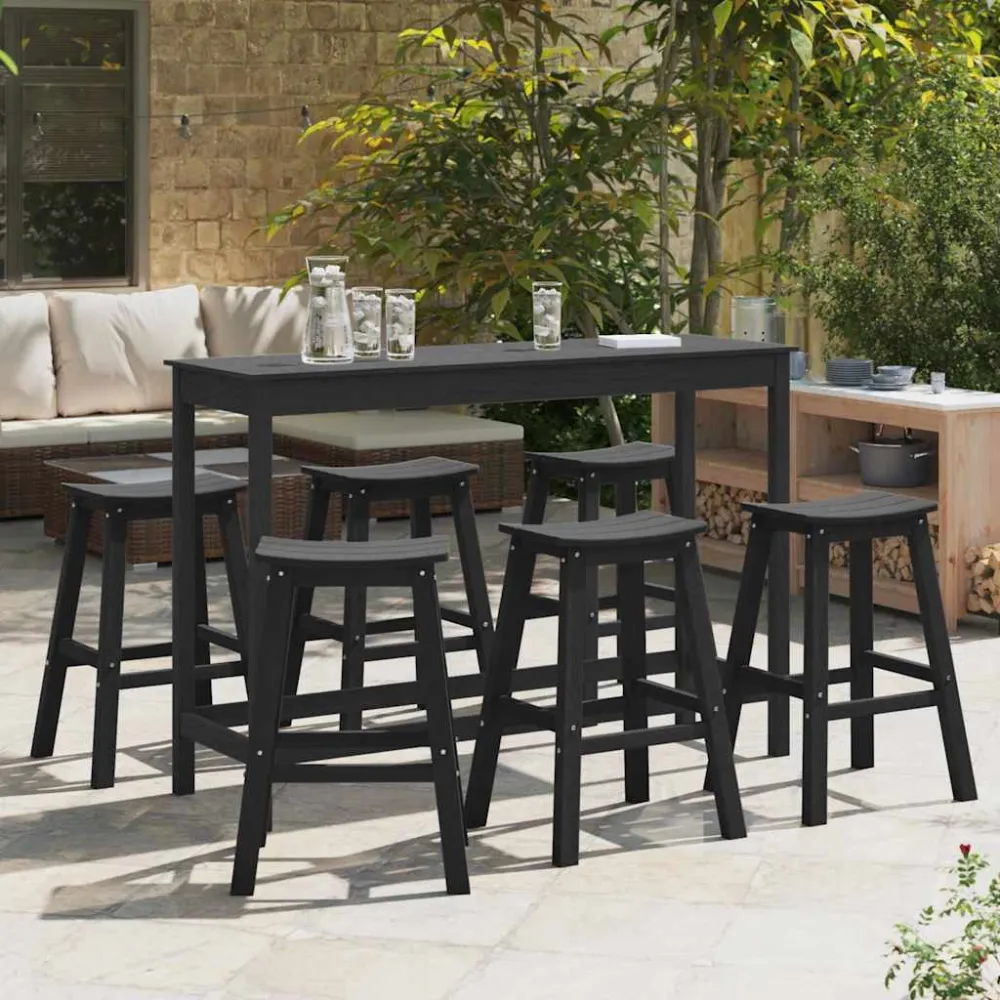 Tuin Bar Set 6 pcs Zwart HDPE vidaXL