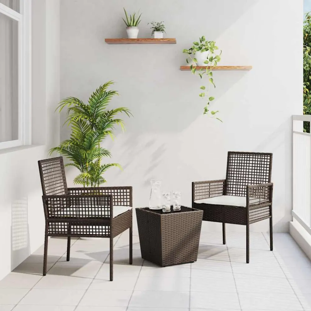 Tuin Bistro Set 3 pcs Bruin poly rattan vidaXL