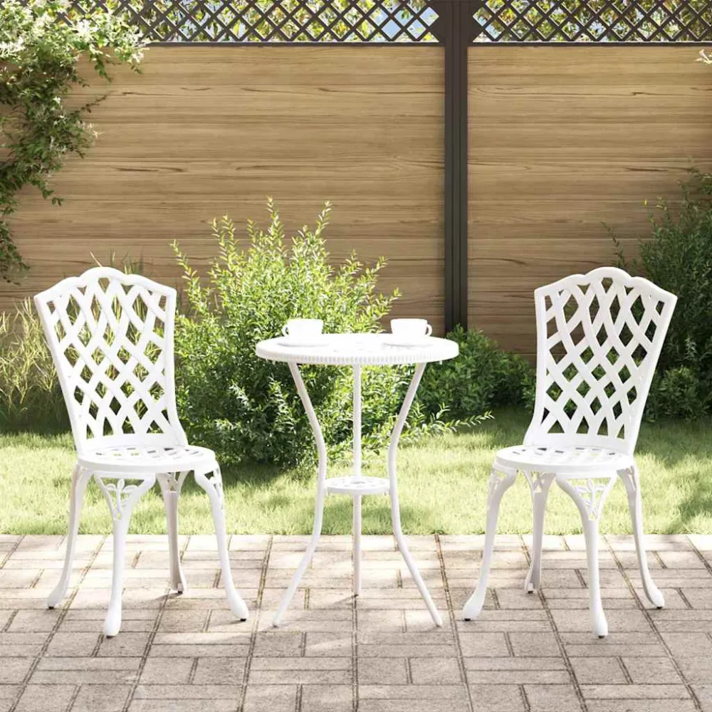 Tuin Bistro Set 3 pcs Wit Aluminium vidaXL
