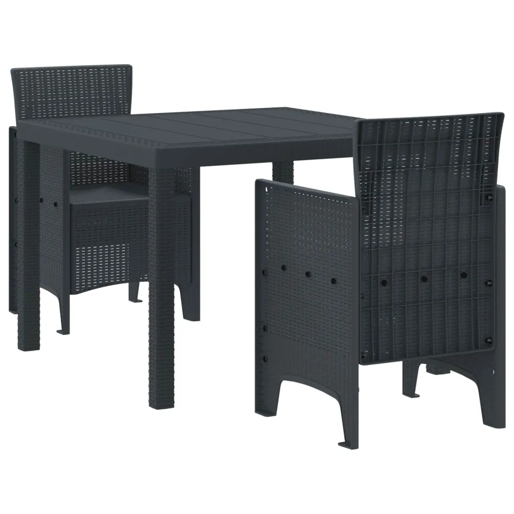 Tuin Eetset 3 pcs Antraciet Polypropyleen vidaXL