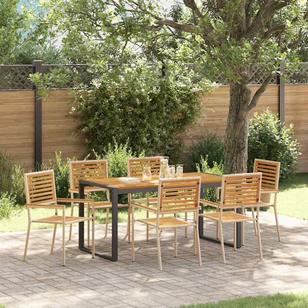 Tuin eettafelset 7 pcs Beige en Bruin poly rattan vidaXL