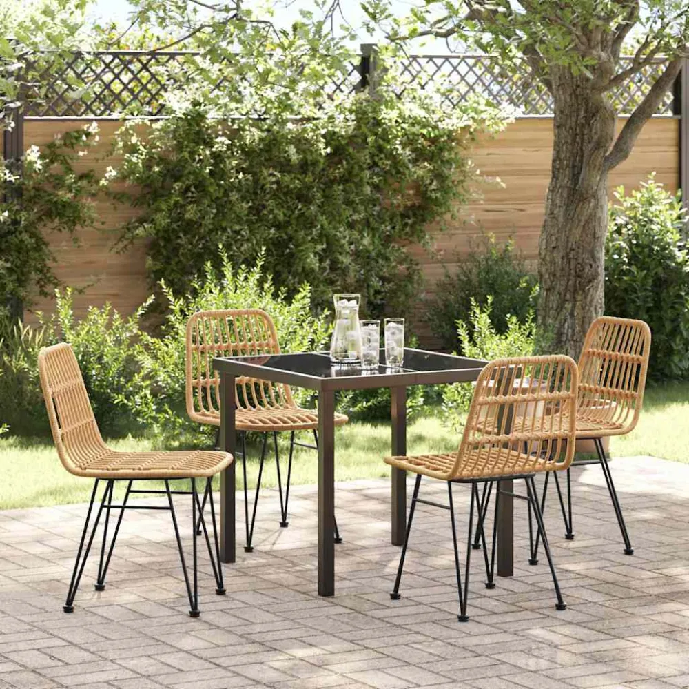 Tuin eettafelset 5 pcs Bruin Gepoedercoat staal vidaXL