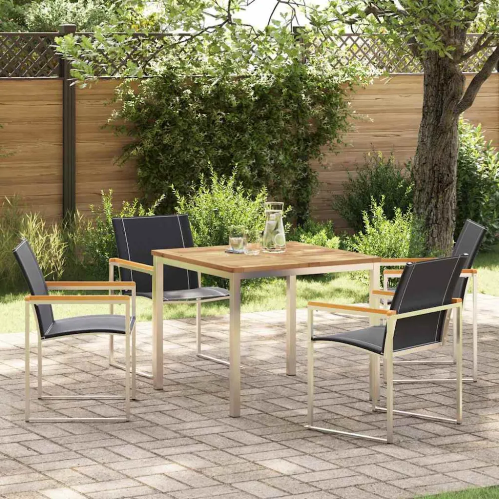 Tuin eettafelset 5 pcs Bruin Massief Acaciahout vidaXL