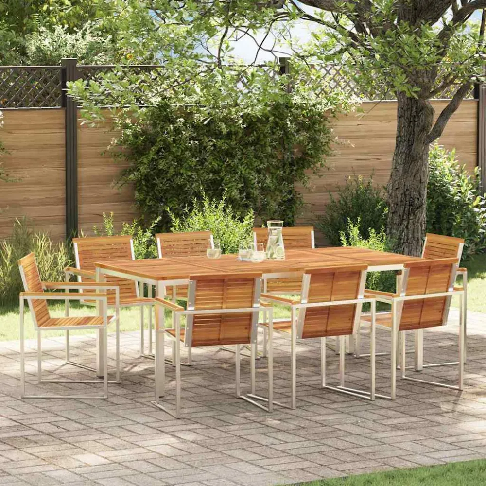Tuin eettafelset 9 pcs Bruin Massief Acaciahout vidaXL