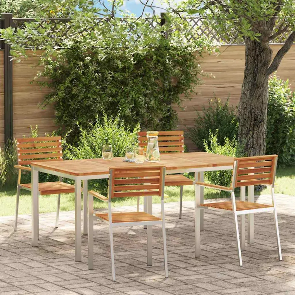 Tuin eettafelset 5 pcs Bruin Massief Acaciahout vidaXL