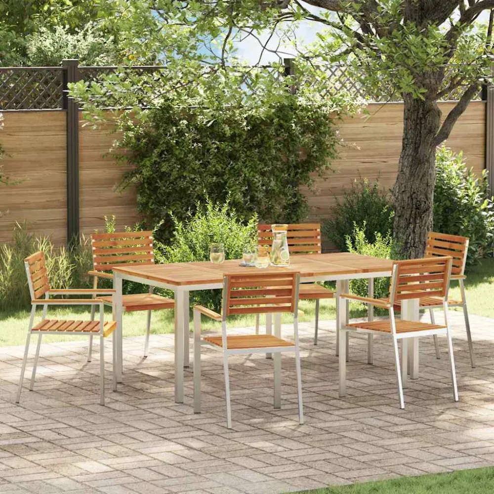 Tuin eettafelset 7 pcs Bruin Massief Acaciahout vidaXL