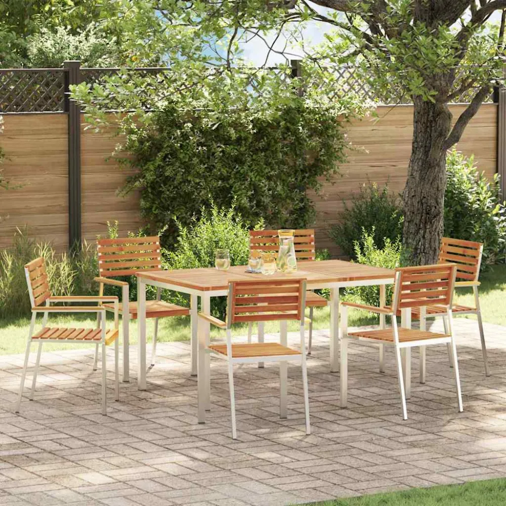 Tuin eettafelset 7 pcs Bruin Massief Acaciahout vidaXL