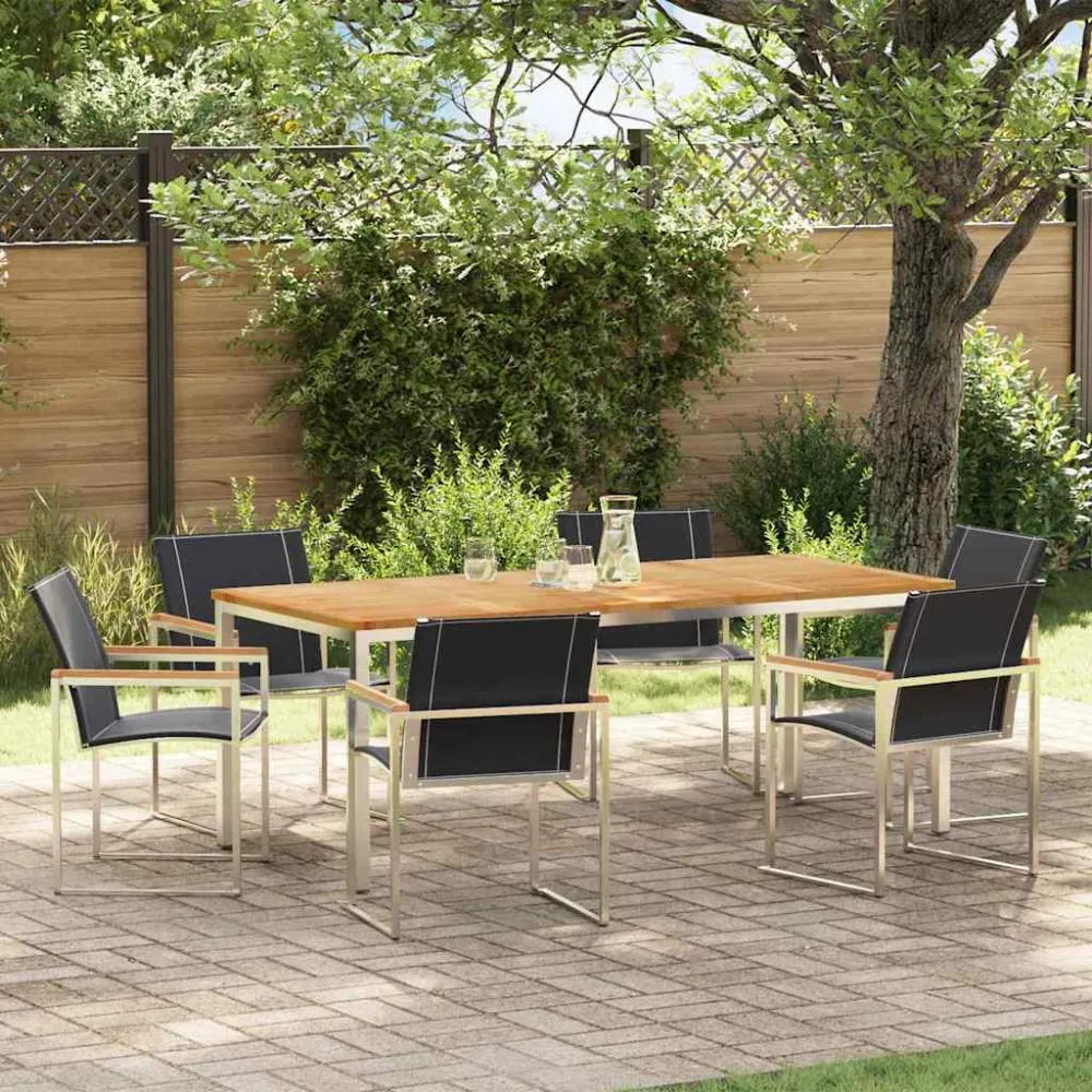 Tuin eettafelset 7 pcs Bruin Massief Acaciahout vidaXL