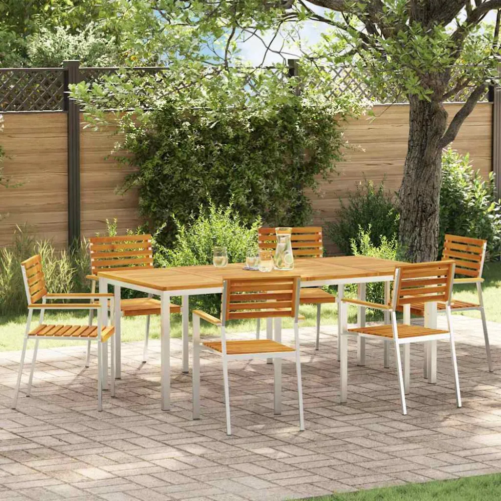 Tuin eettafelset 7 pcs Bruin Massief Acaciahout vidaXL