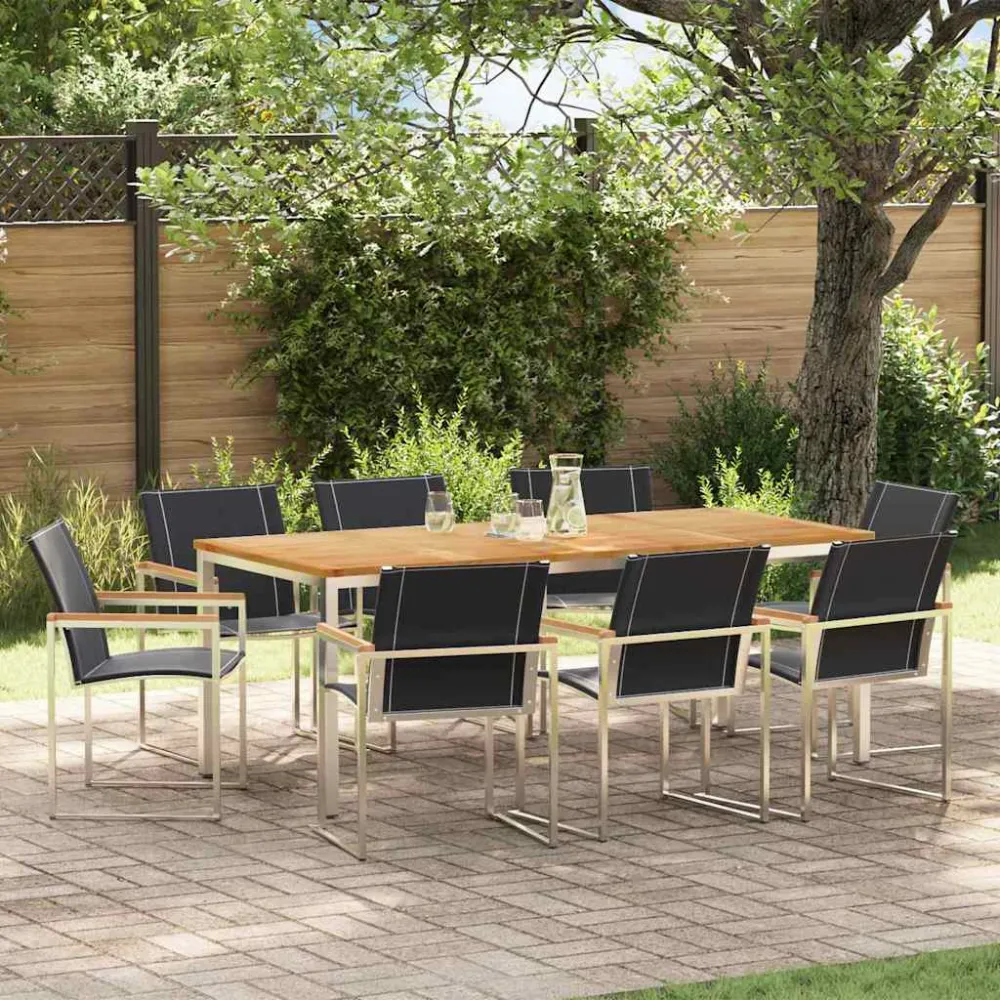 Tuin eettafelset 9 pcs Bruin Massief Acaciahout vidaXL
