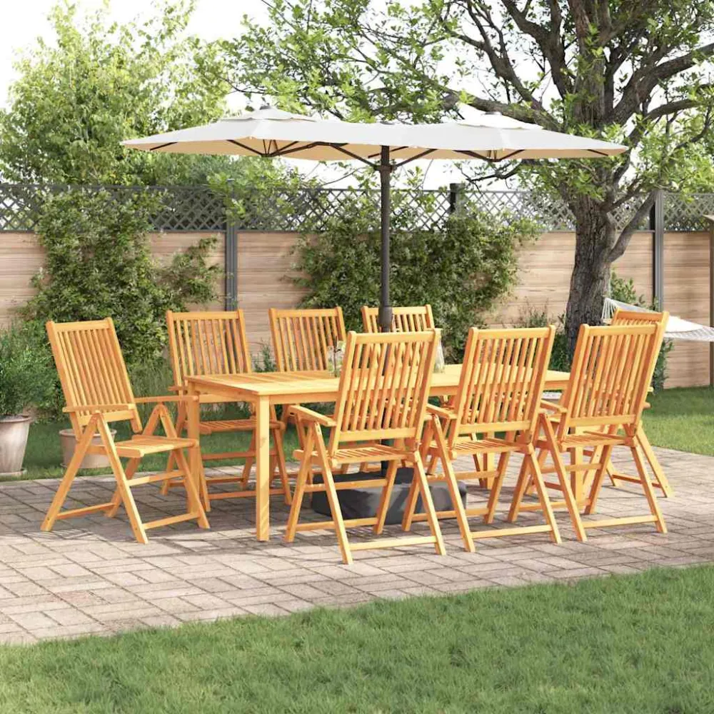 Tuin eettafelset 9 pcs Bruin Massief Acaciahout vidaXL