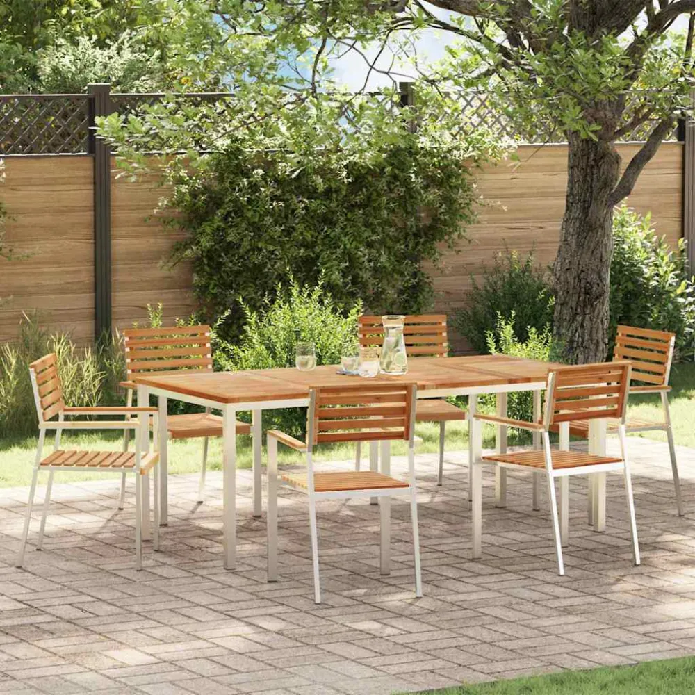 Tuin eettafelset 7 pcs Bruin Massief Teakhout vidaXL