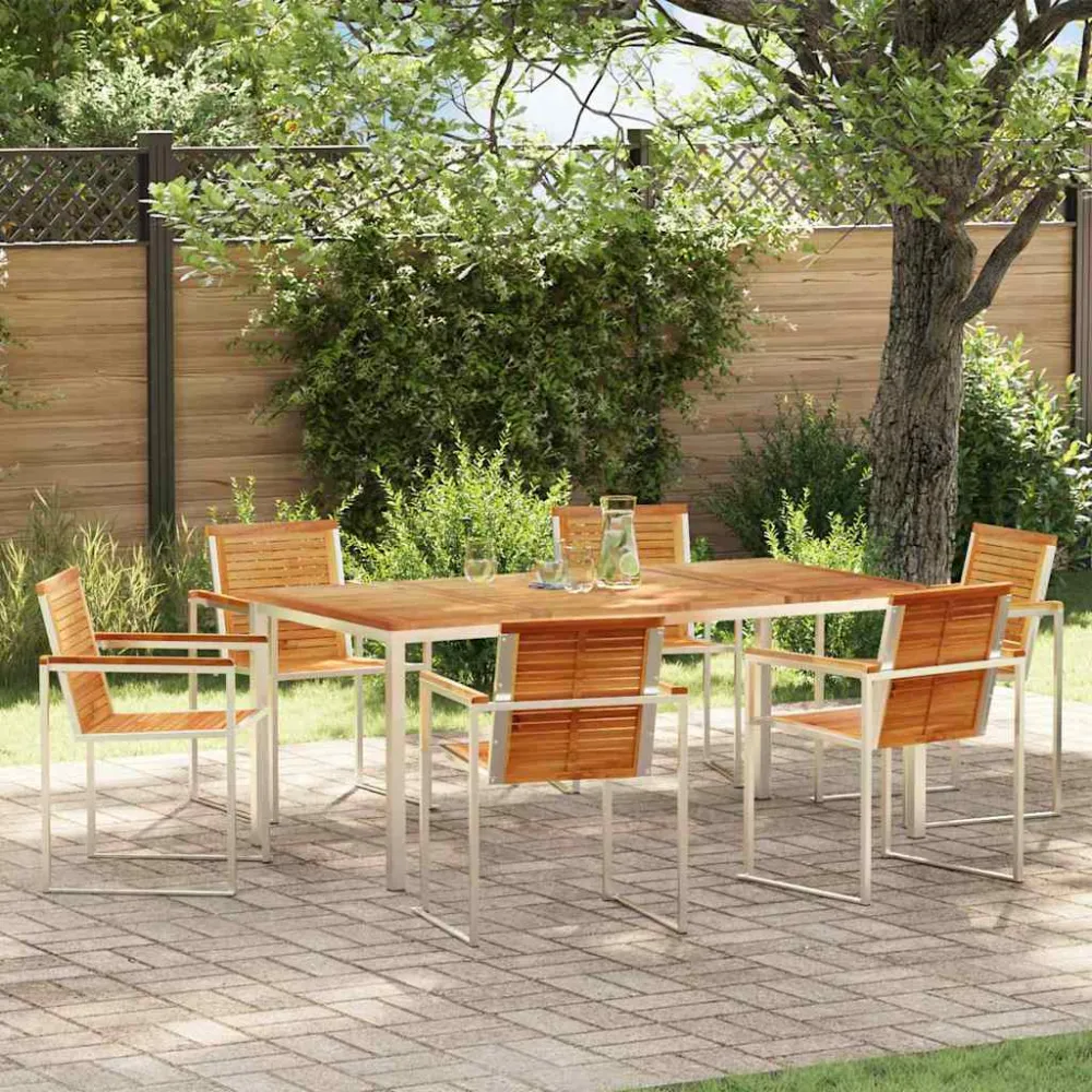 Tuin eettafelset 7 pcs Bruin Massief Teakhout vidaXL