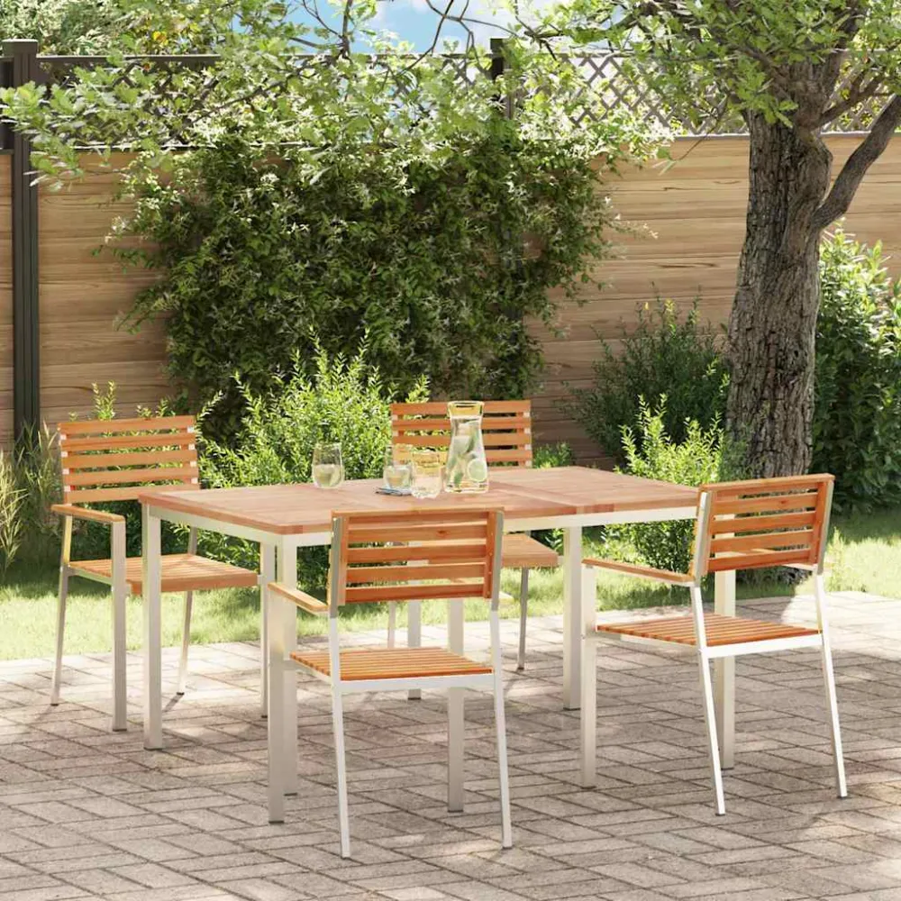 Tuin eettafelset 5 pcs Bruin Massief Teakhout vidaXL