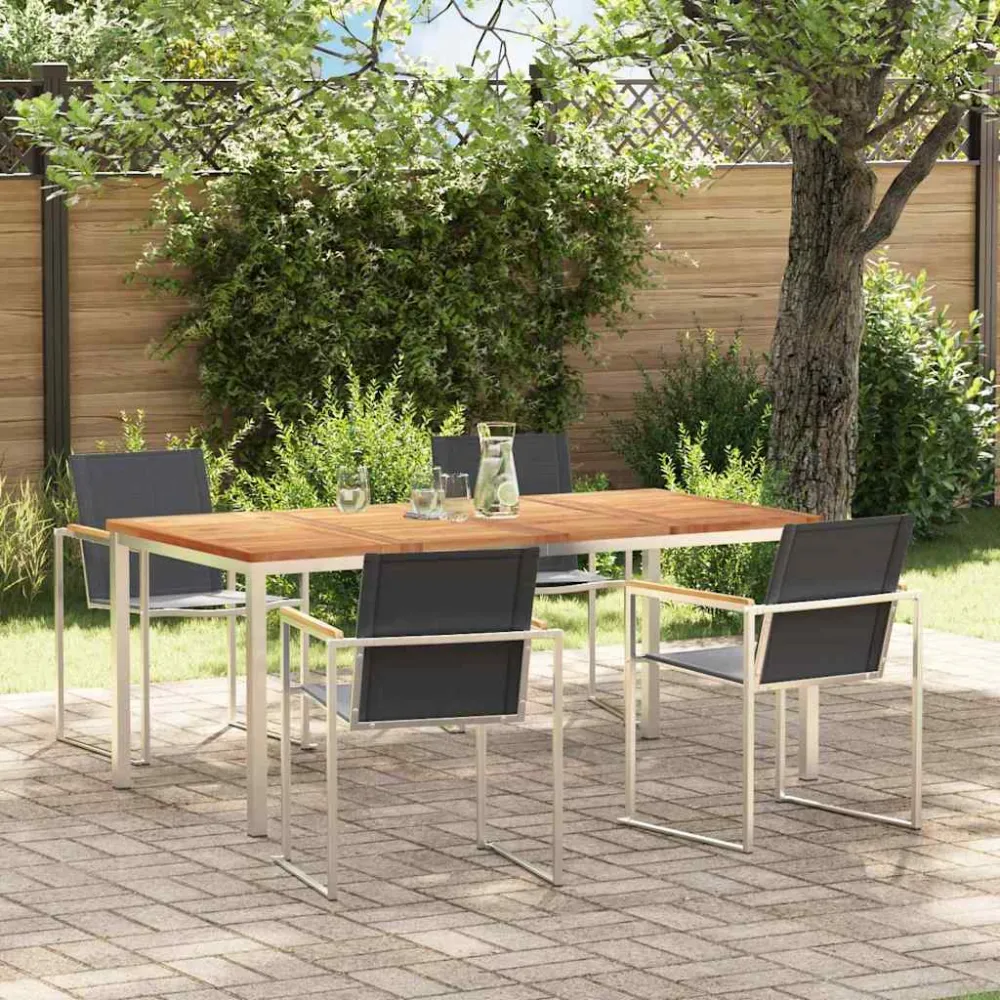 Tuin eettafelset 5 pcs Bruin Massief Teakhout vidaXL
