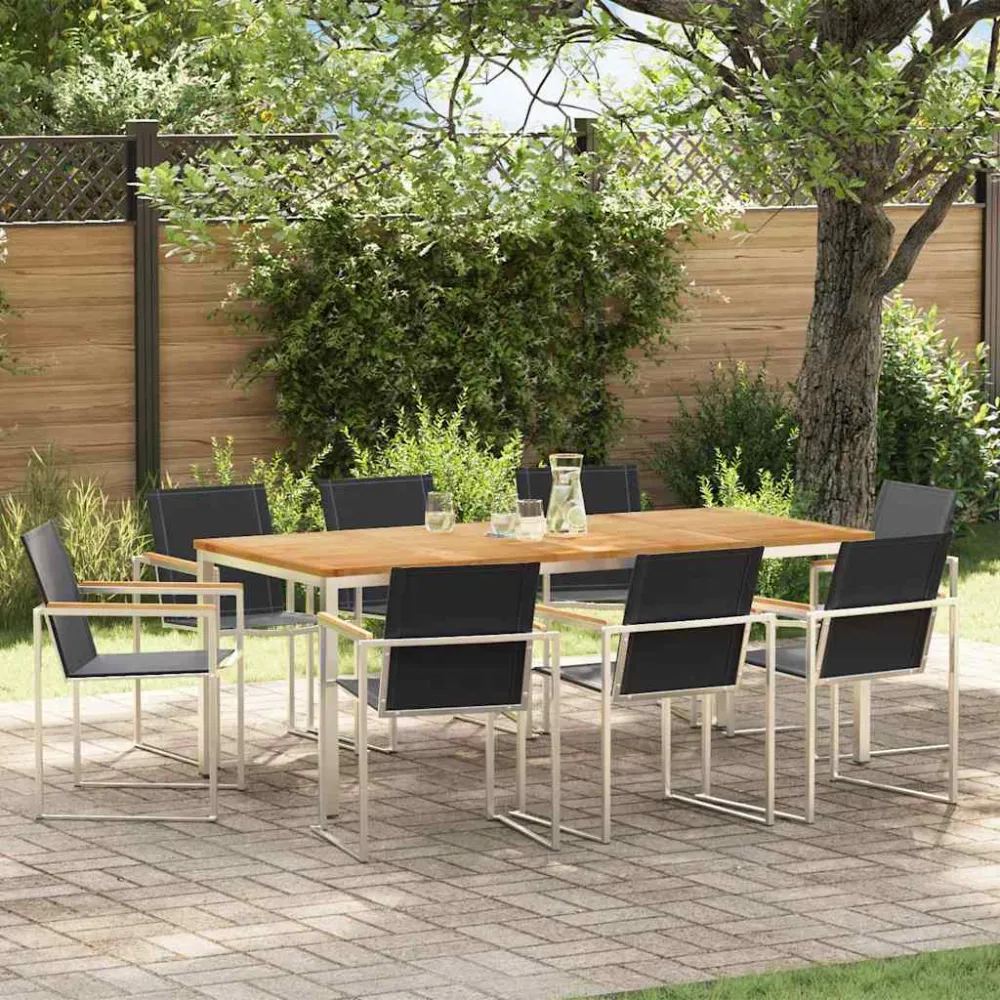 Tuin eettafelset 9 pcs Bruin Massief Teakhout vidaXL