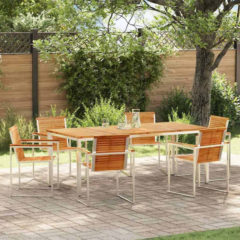 Tuin eettafelset 7 pcs Bruin Massief Teakhout vidaXL