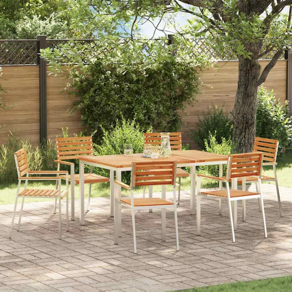 Tuin eettafelset 7 pcs Bruin Massief Teakhout vidaXL