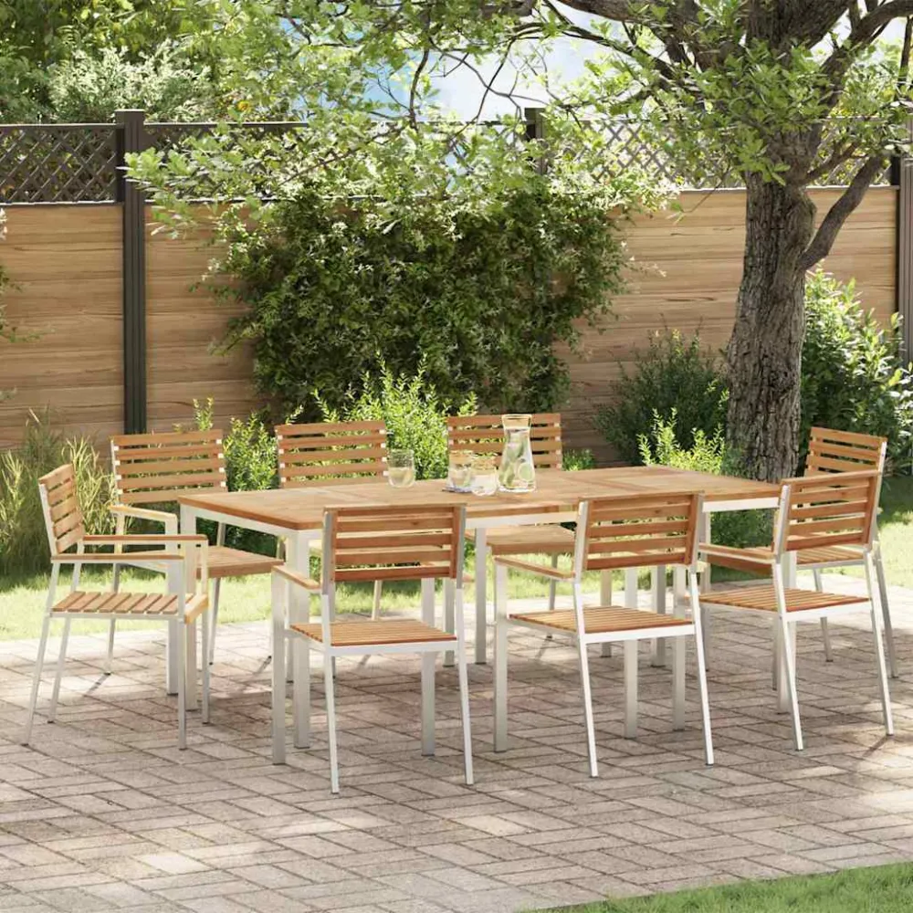 Tuin eettafelset 9 pcs Bruin Massief Teakhout vidaXL