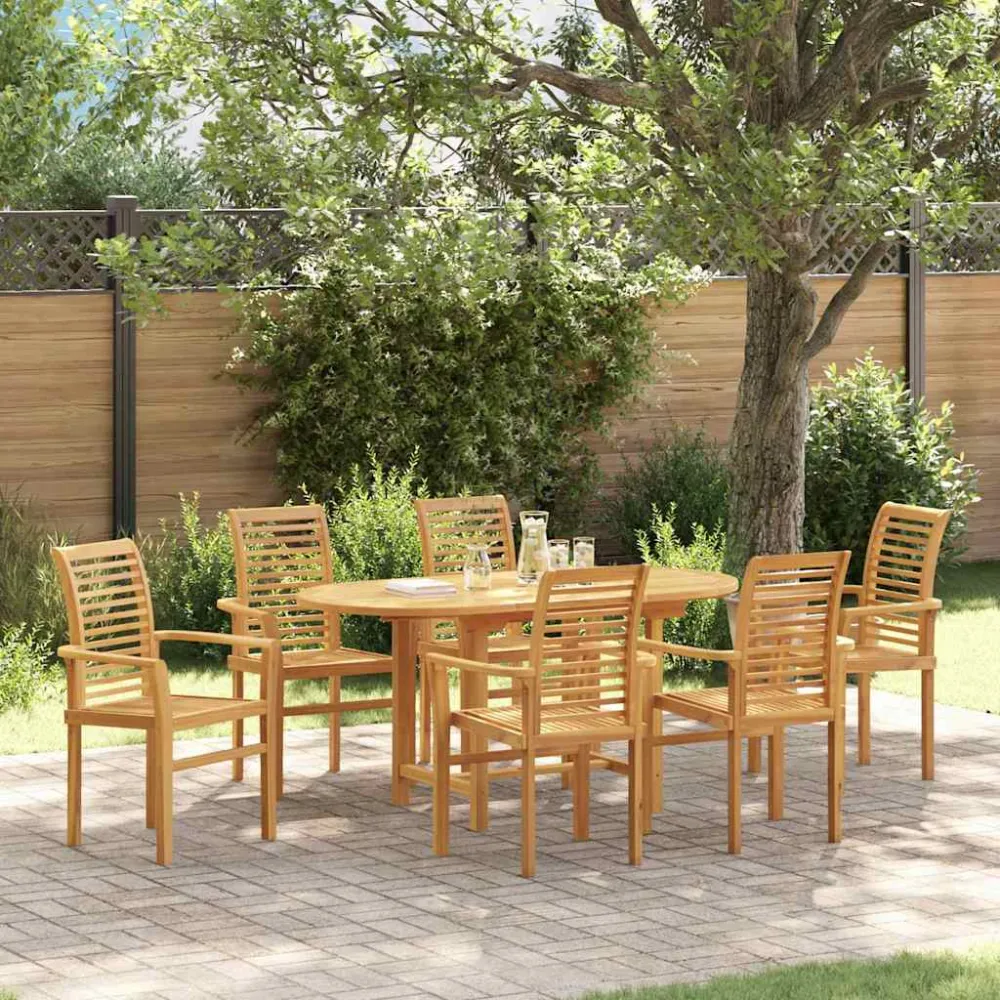 Tuin eettafelset 7 pcs Bruin Massief Teakhout vidaXL