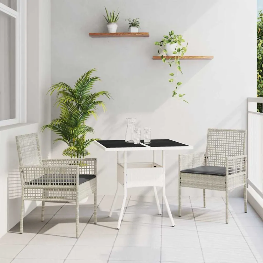 Tuin eettafelset 3 pcs Lichtgrijs poly rattan vidaXL