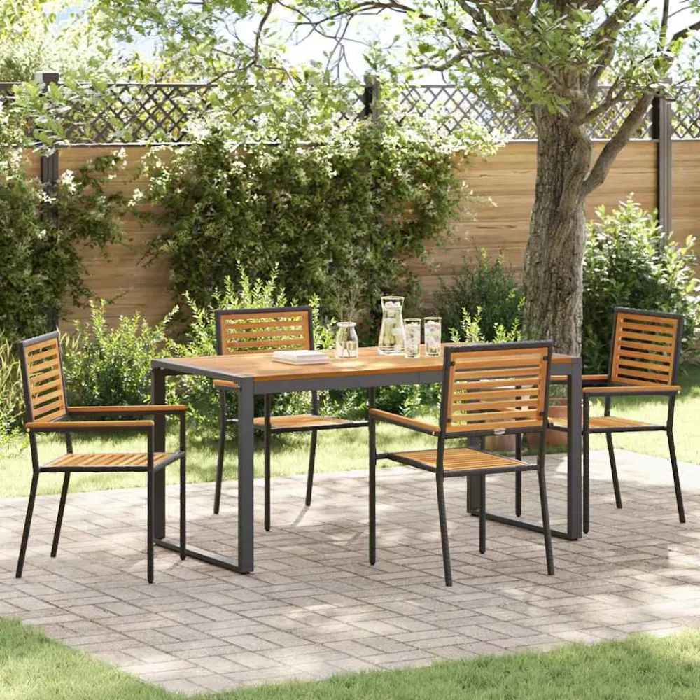 Tuin eettafelset 5 pcs Zwart en Bruin poly rattan vidaXL