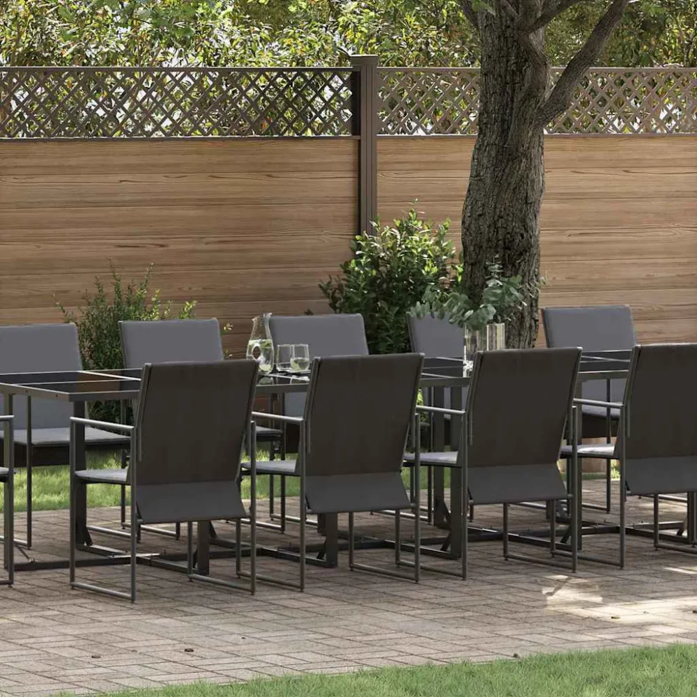 Tuin eettafelset 13 pcs Zwart Staal vidaXL