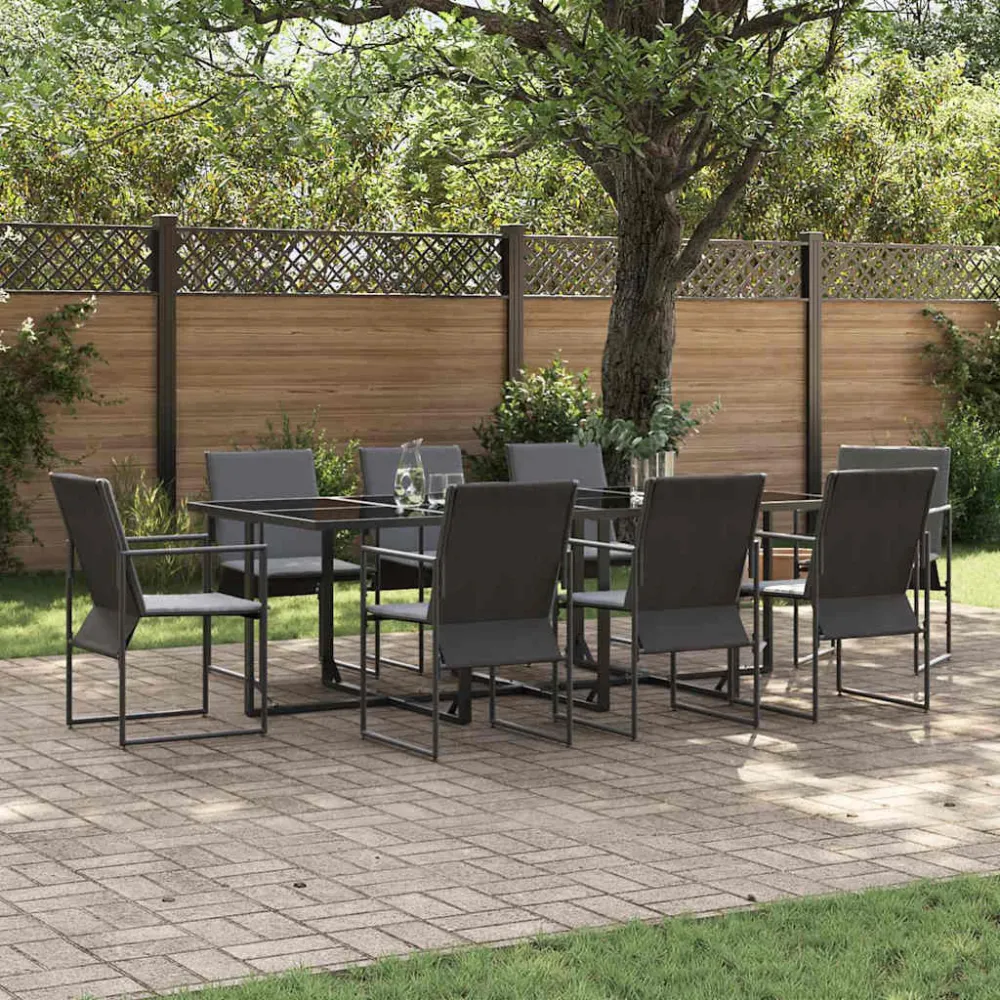 Tuin eettafelset 9 pcs Zwart Staal vidaXL
