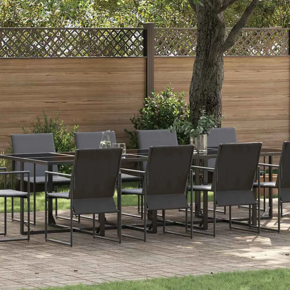 Tuin eettafelset 11 pcs Zwart Staal vidaXL