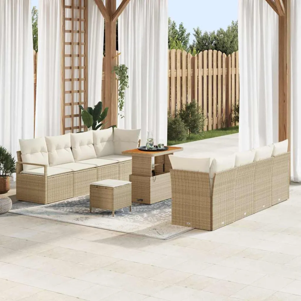 Tuin Sofa Set met kussen Beige en Crème 90 x 55 x 71 cm vidaXL