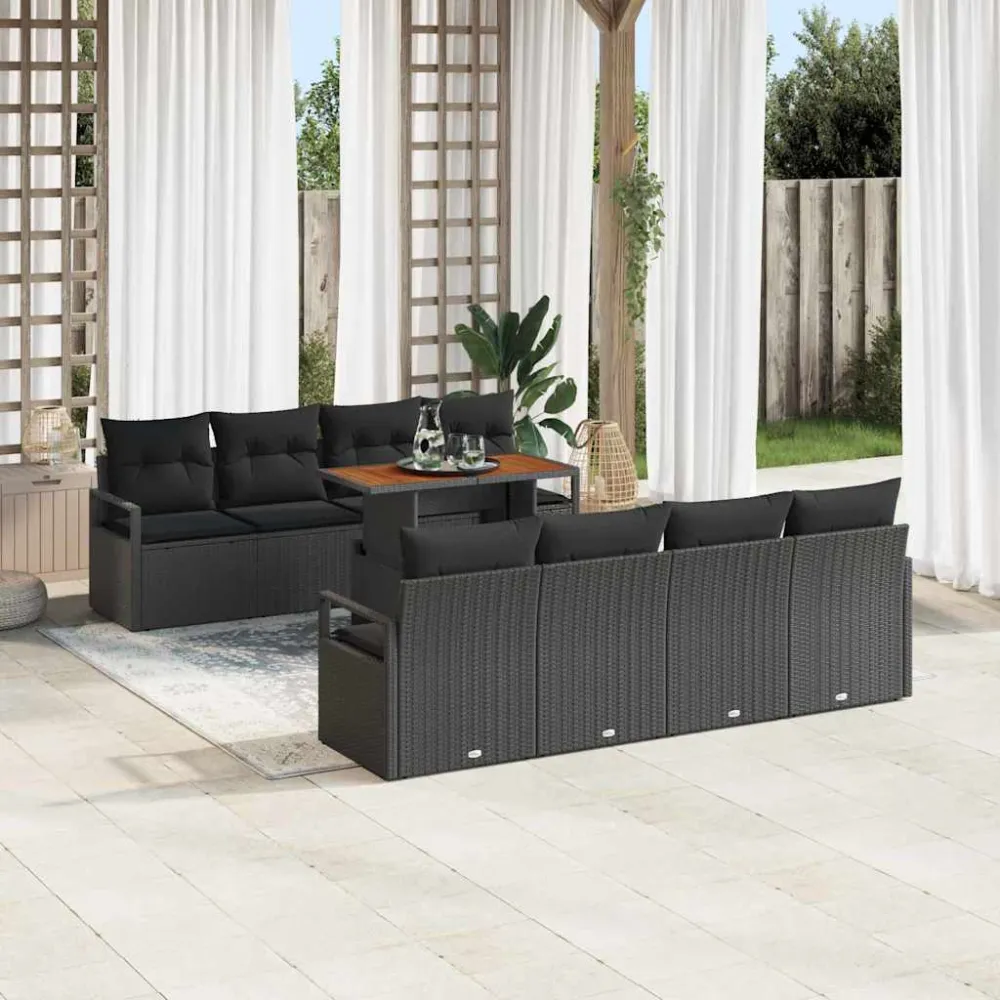 Tuin Sofa Set met kussen met kussen 9 pcs Zwart en Bruin vidaXL