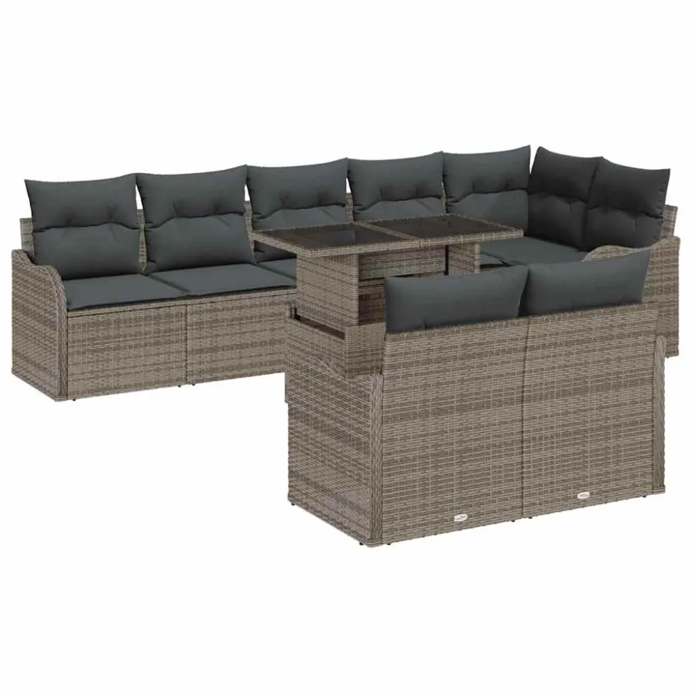 Tuin Sofa Set met kussen met kussen 9 pcs Grijs Poly Rattan vidaXL
