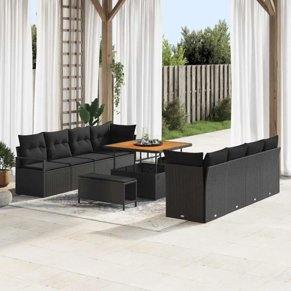 Tuin Sofa Set met kussen met opslag Zwart 100 x 100 x 71 cm vidaXL