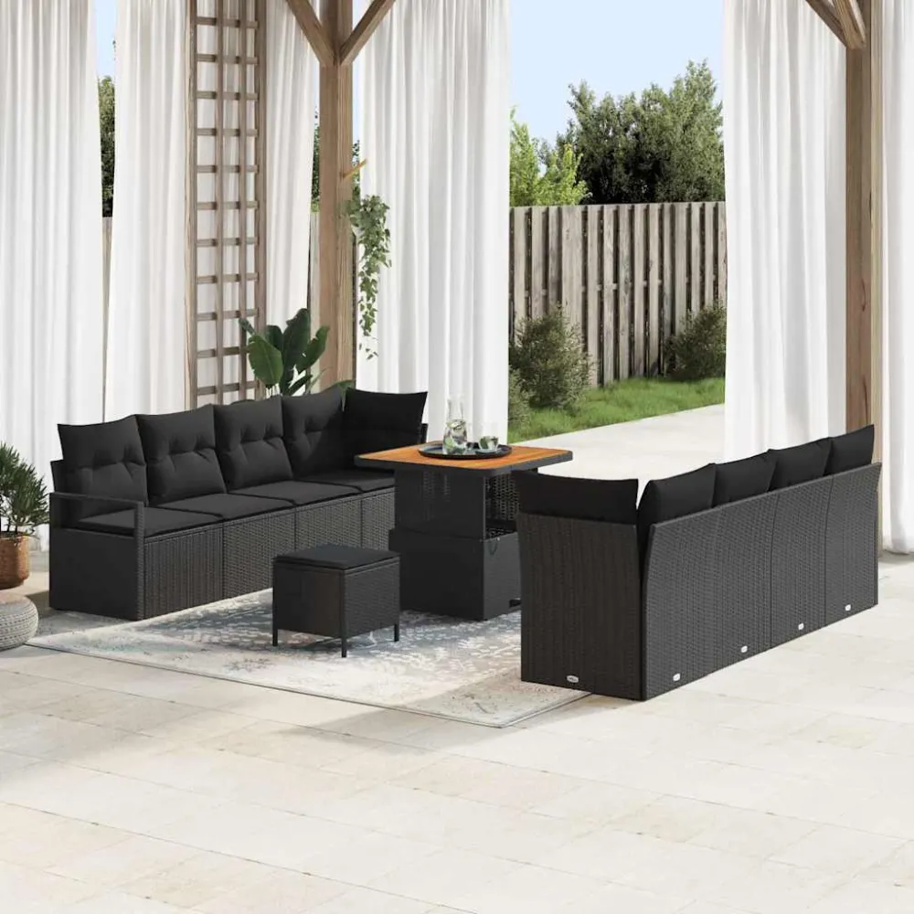 Tuin Sofa Set met kussen met opslag Zwart 80 x 80 x 71 cm vidaXL