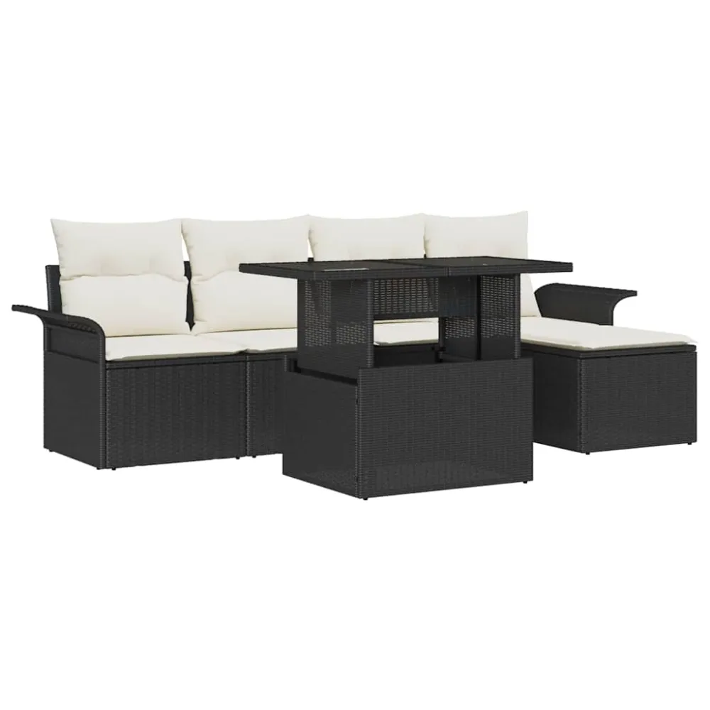 Tuin Sofa Set met kussen met opslag 8 pcs Zwart Poly riet vidaXL