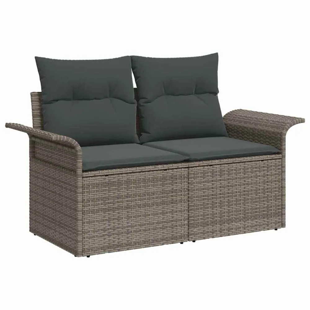 Tuin Sofa Set met kussen met opslag 6 pcs Grijs Poly riet vidaXL