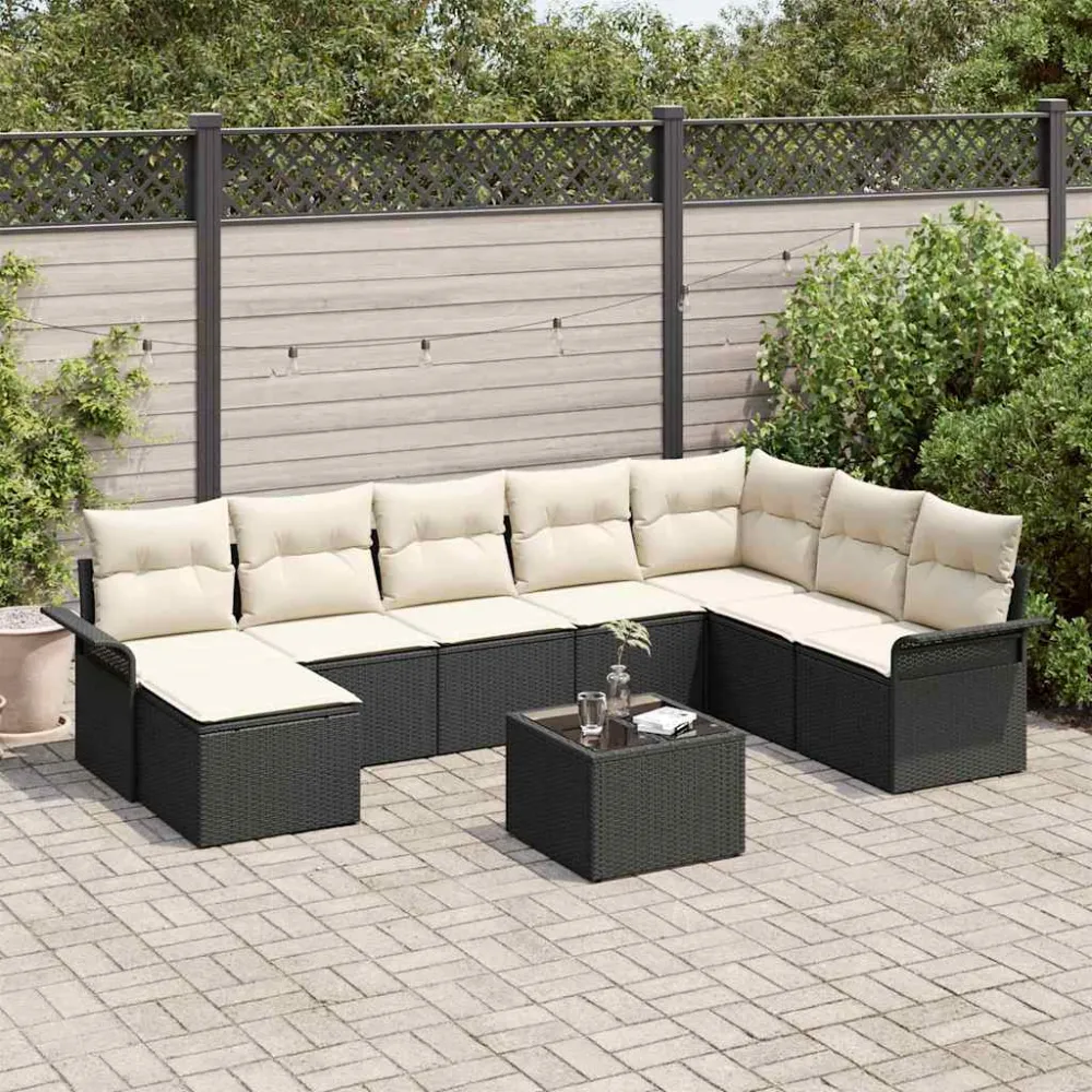 Tuin Sofa Set met kussen met opslag 9 pcs Bruin Poly riet vidaXL