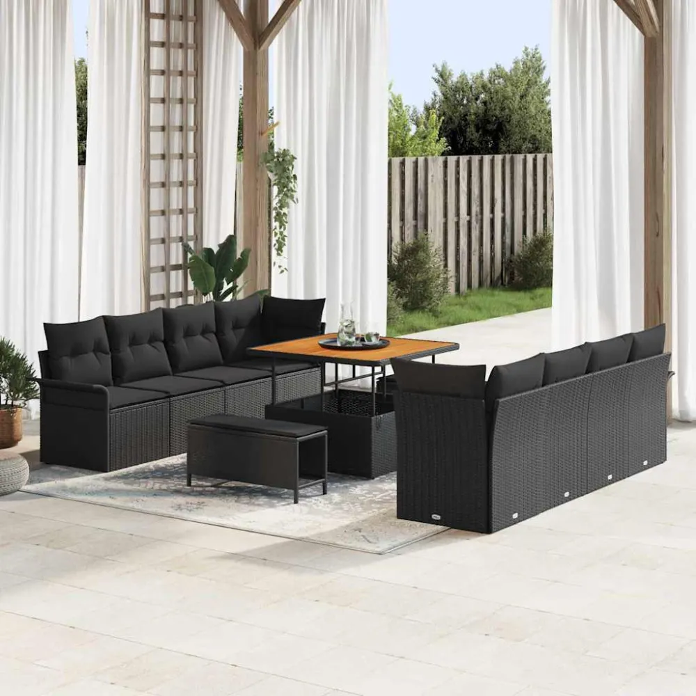 Tuin Sofa Set met kussen met opslag Zwart 100 x 100 x 71 cm vidaXL